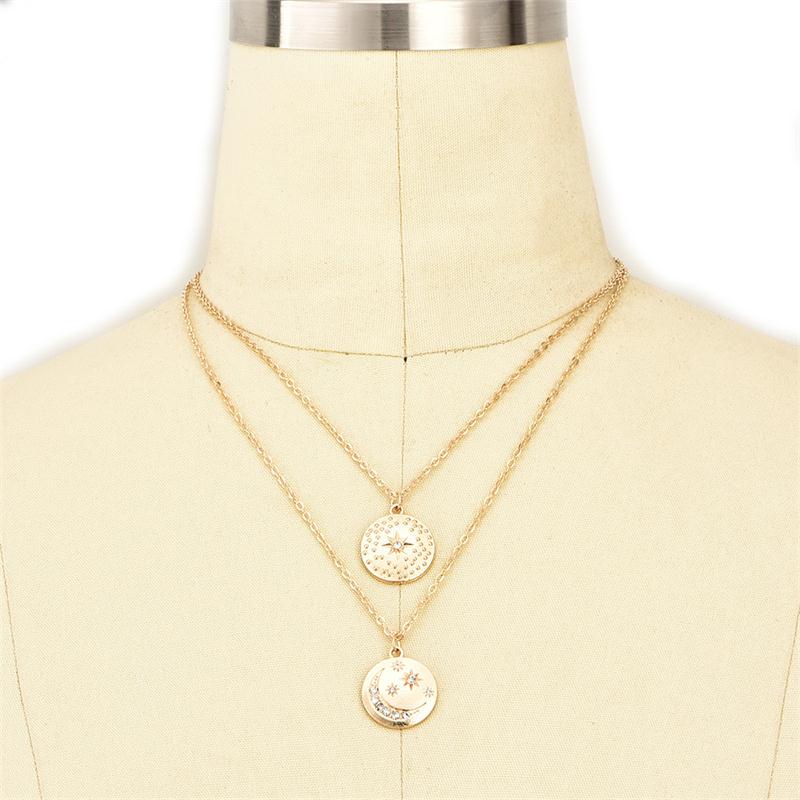 LADIES WOMEN SILVER GOLD MOON STAR PENDANT BOHO NECKLACE UK LADIES WOMEN SILVER GOLD MOON STAR PENDANT BOHO NECKLACE UK