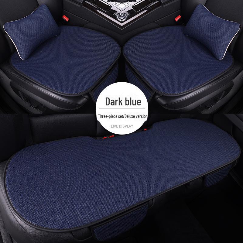 All-Season Light Luxury Ice Silk Linen Car Seat Cushions, Breathable & Non-Slip