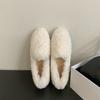 Fleece Inner Heightening Fluffy Shoes Female Winter Thick Soles Outer Wear One Pedal Doudou Single Shoes Fairy Cotton Shoes Laden Shoes