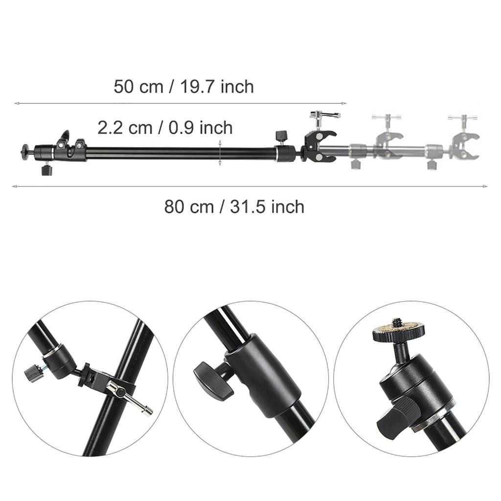 Aluminium Alloy Foldable Photography Camera Video Slider Support Tripod Rods with Clamp