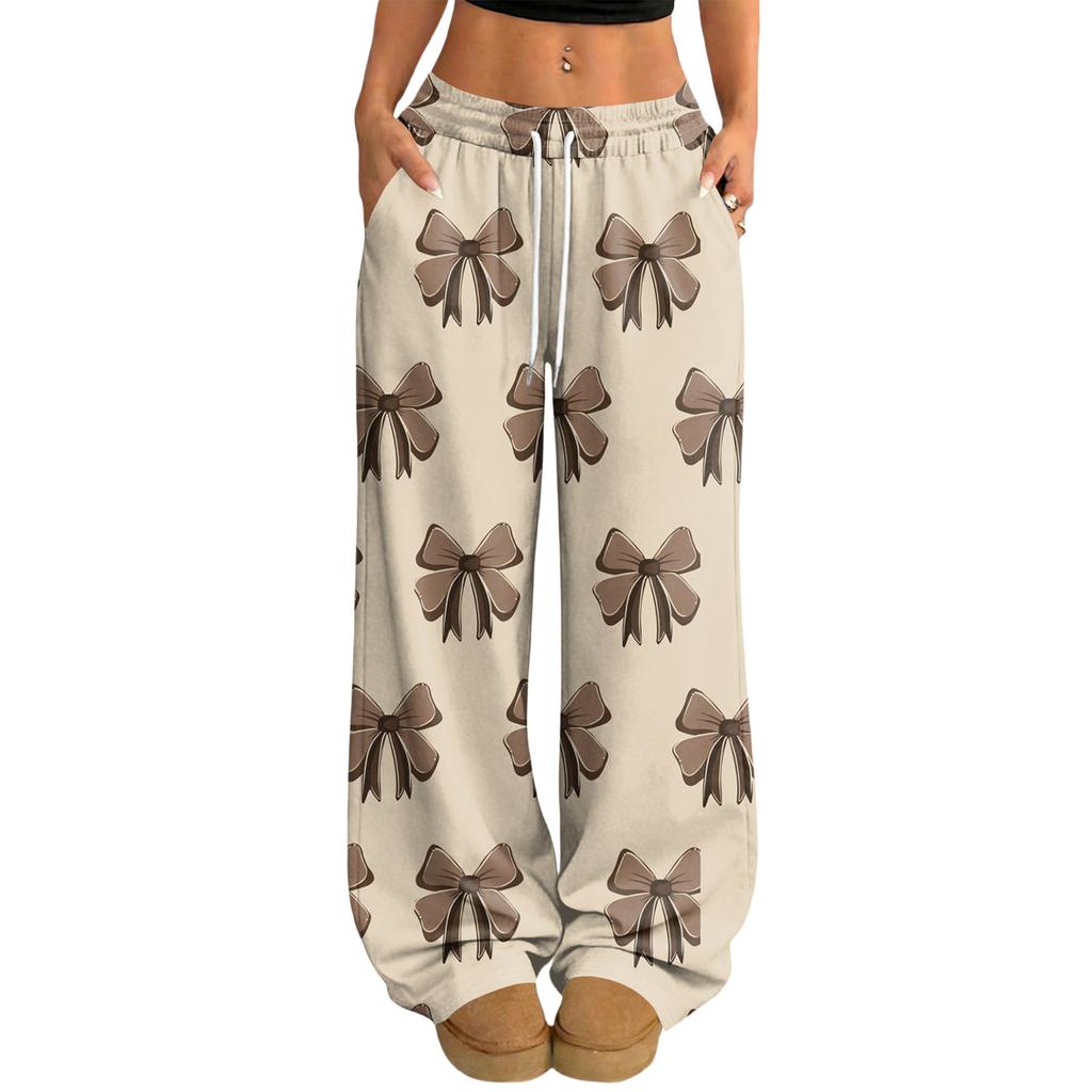 Women's Casual And Fashionable  Elastic Waist Loose Wide Leg Pants