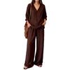 2026 Spring European & American Women's Fashion Casual Two-Piece Set: Top & Wide-Leg Pants.
