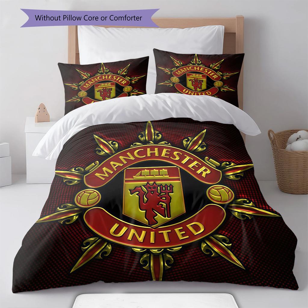 Set Lenzuola Trapunta Manchester United Copripiumino Federa Decorazione Casa Regalo di Compleanno (1 * copripiumino + 2 * federa, senza nucleo)