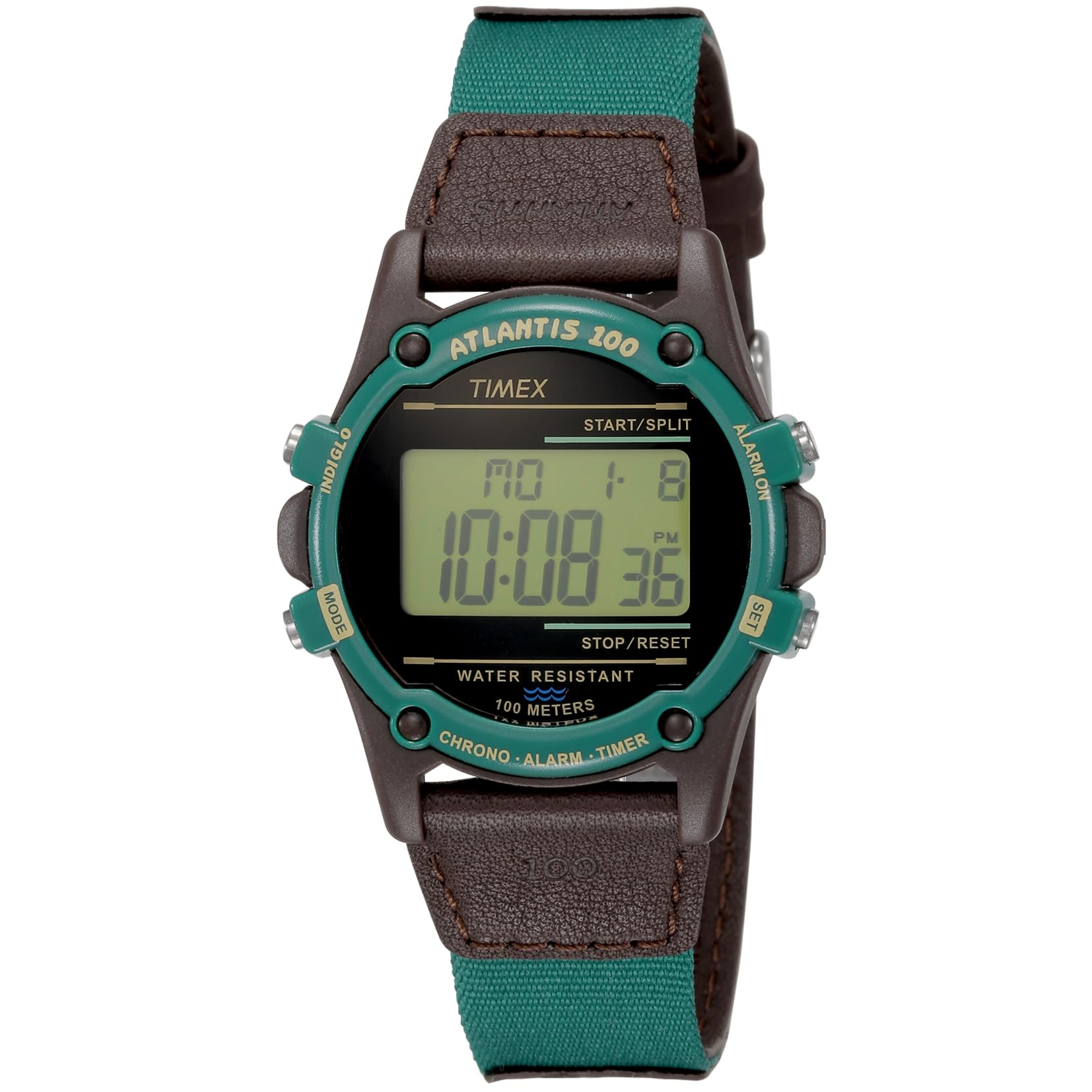 

Унисекс часы TIMEX Atlantis TW2V44300, кварцевый механизм, водонепроницаемость 10 АТМ, пластик с зеленым циферблатом и отделкой под латунь [Параллельный импорт]