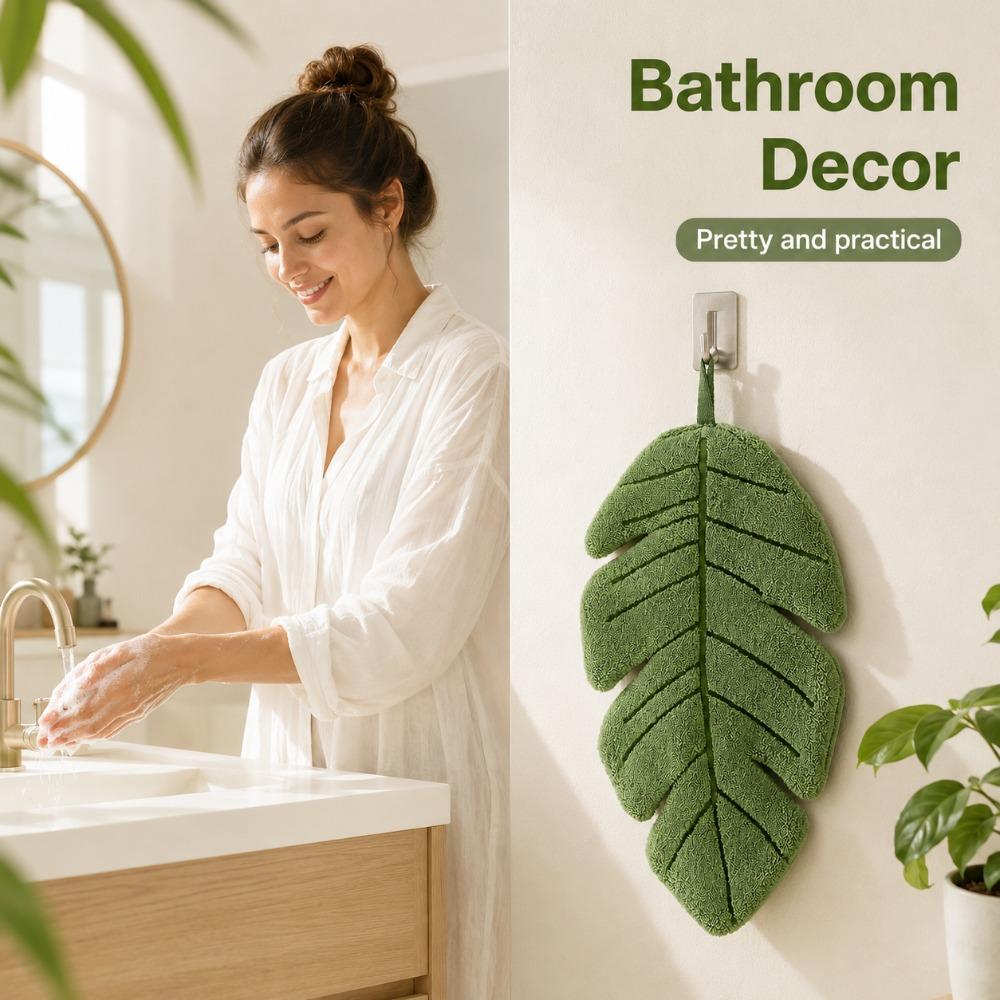 Banana Leaf Hanging Hand Towel Soft Absorbent Wipe Cloth for Kitchen Bathroom Face Hands Tableware and Home Decoration