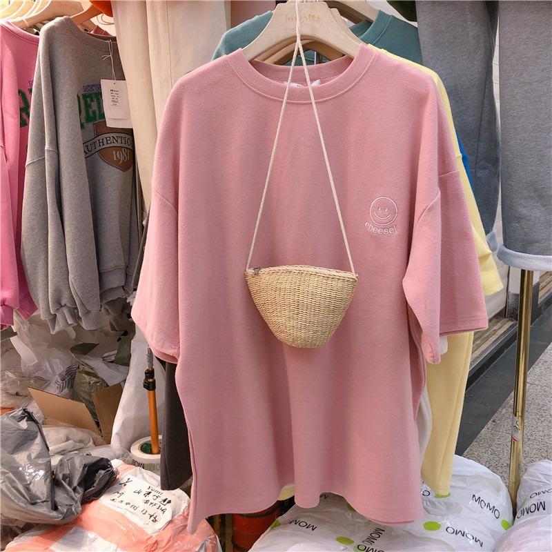 

Summer Baggy Plus Size Short-sleeved T-shirt For Woman M сірий колір