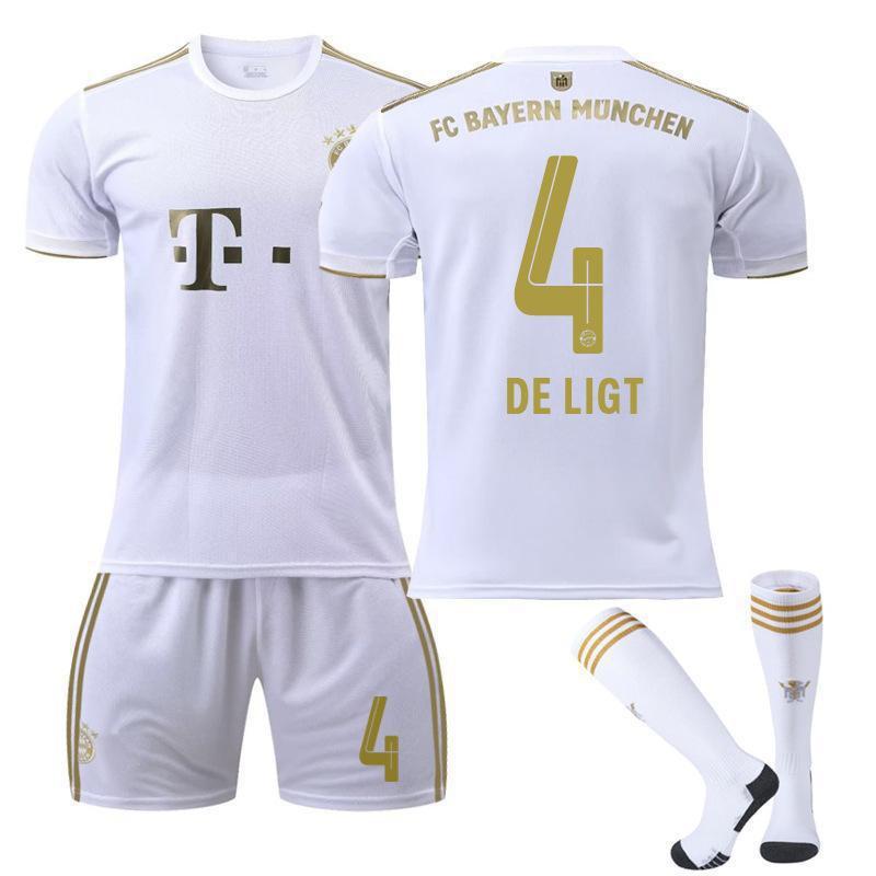 2223 Bayern Away White Nr. 17 Mane 4 Dericht 25 Muller Trikot Fußball Uniform Set Sportbekleidung