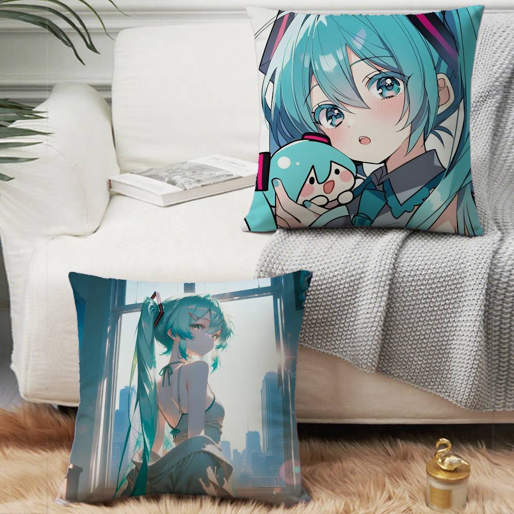 1PC HOT Anime H-Hatsune M-MikuS Pillow Case Square  Bedroom Sofa Leisure Comfort Cushion Car Home Decoration