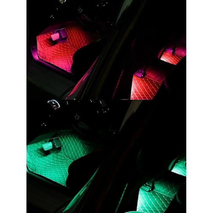 1-4 LED omgivende lys, bilens indvendige gulvlys, tilsluttet ACC strømforsyning 12V RØD HVID 6000K BLÅ GUL GRØN PINK