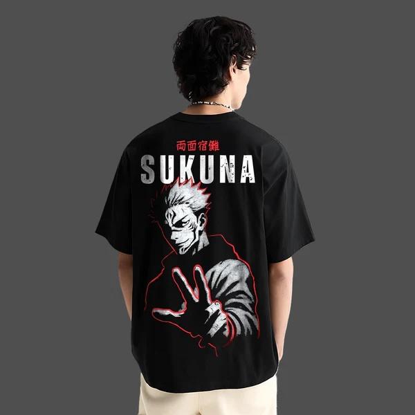 Jujutsu Kaisen Anime Sukuna Oversized Cotton Tshirt Men and Women Breathable High Quality Y2K Short Sleeve Summer Tshirt
