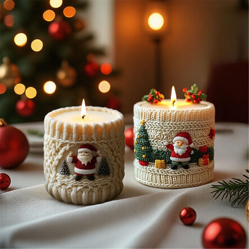 Candle Mold,Christmas Silicone Mold for Candle Making Santa Candle Mold for DIY Handmade Soap,Aromatherapys Candle