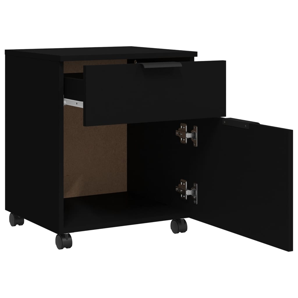Mobiler Aktenschrank Mit Rollen Und Schubladen, Geeignet Für Flur, Wohnzimmer Und Arbeitszimmer, Schwarz 45x38x54 Cm