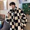 2025 Men's Korean Style Checkered Lambswool Coat for Autumn/Winter: Loose, Versatile, High-End Warmth