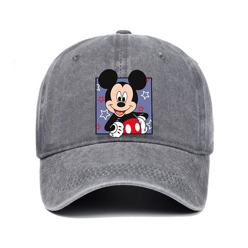 Retro Washed Mickey Mouse Print Baseball Cap Men Women Vintage Kpop Snapback Cap Adjustable Breathable Trucker Hat Sunscreen Hat