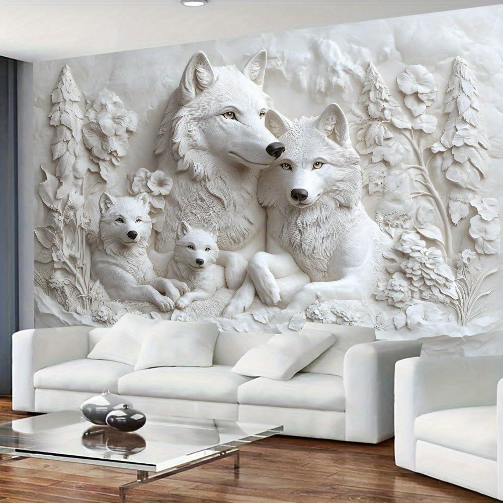 Fendrom 3D Printed White Wolf Family Tapestry 75x100