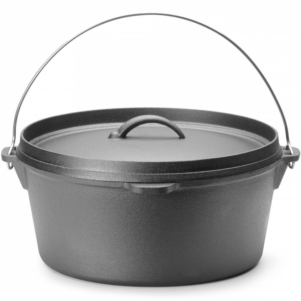 Cast Iron Cauldron, Hunting Pot, for Over the Campfire, for Soups and Stews, Diameter 310 X 155 Mm, 7.2 L
