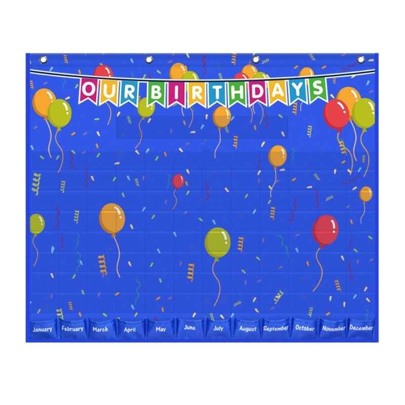 Classroom Birthday Pocket Chart with 90 Cards for Preschool Kindergarten Classroom, Birthday Graph Pocket Chart