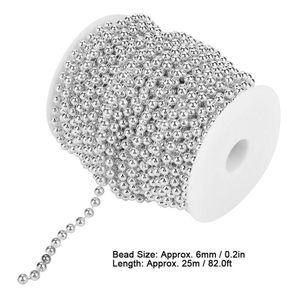 Filo di Ghirlanda di Perle Colore Argento Dimensione 6mm Decorazione Matrimonio Fai da Te Centrotavola Matrimonio