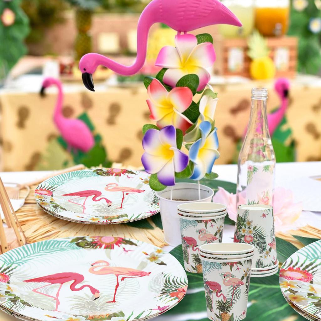 Hawaii Geschirr Party Luau Rosa Flamingo Party Decor Papier Platte Tasse Serviette Geburtstag Party Sommer Hawaii Hawaiian Party Supplie