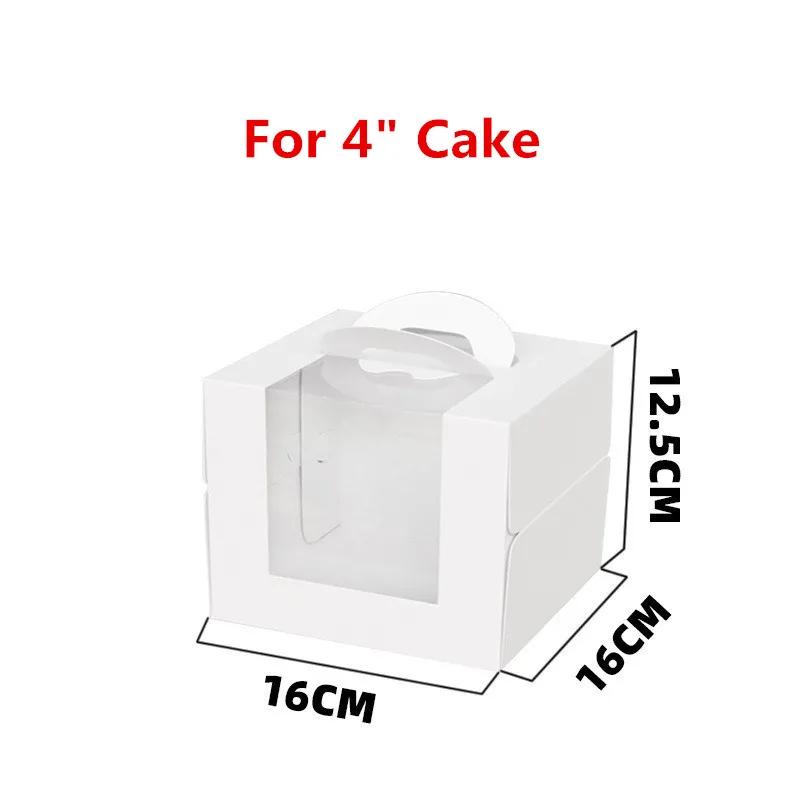 5Pcs 3/4/ inch Small Cake Box White Paper Transparent Window Portable Birthday Dessert Packaging Party Gift Supplies