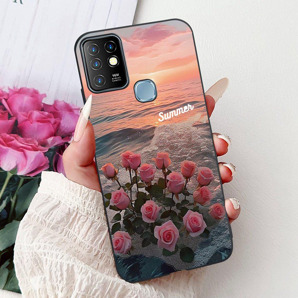 For Infinix Hot 10 Case Silicone Cute Cat Fashion Flowers Luxury Painted Back Cover For Inifnix Hot 10 Phone Case X682B X682C