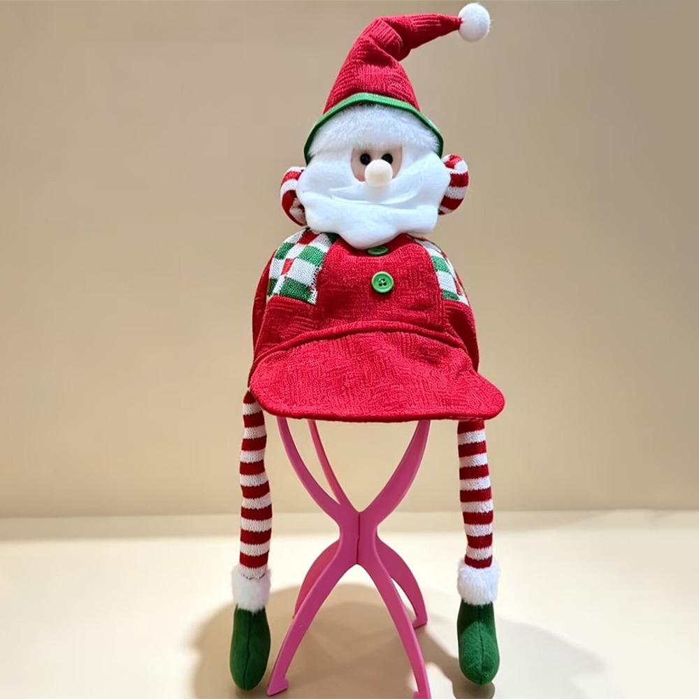Long Leg 3D Christmas Plush Cap Warm Soft Snowman Party Hat Reindeer Character Cap Photo Props