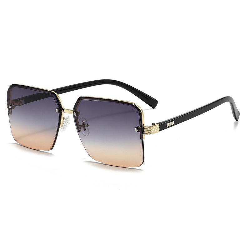 New fashion men's trendy sunglasses square PC sunglasses women's street shooting sunscreen sunshade copy half frame sunglasses