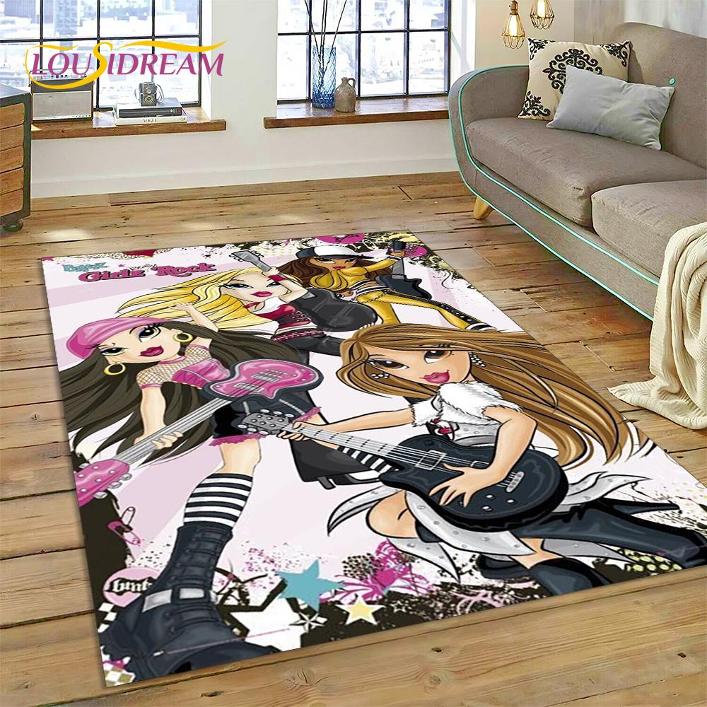 3D Cartoon Bratz Girlz Rock Game HD Carpet Rug for Home Living Room Bedroom Sofa Doormat Decor,kids Area Rug Non-slip Floor Mat