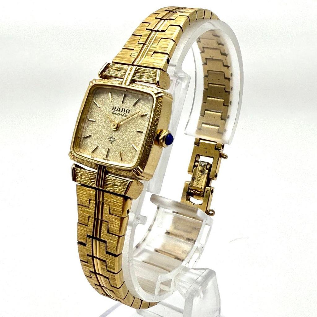 Used A023 RADO Gold Color Square Case Quartz Ladies Watch