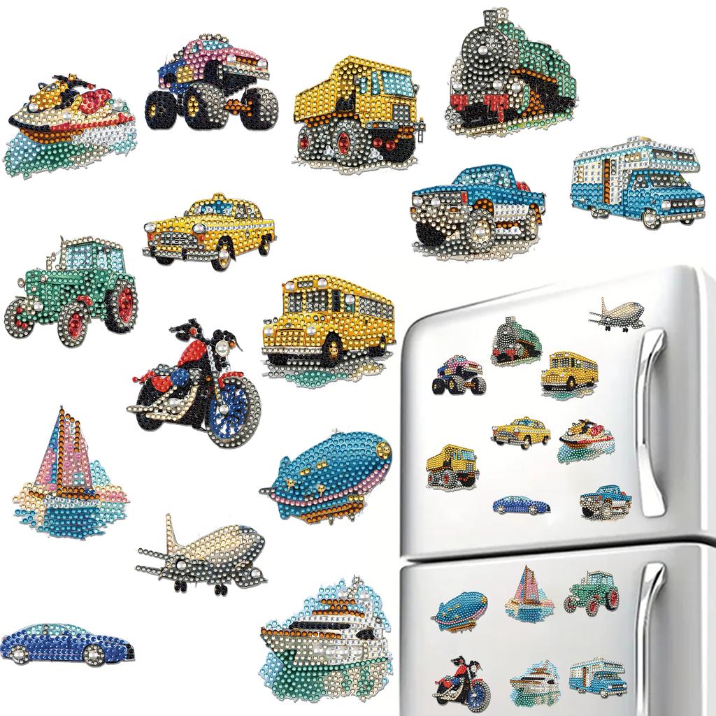 15pcs 2D/Flat Acrylic DIY Art Fridge Magnet Refrigerator Sticker Special-Shaped Drill for Adults Beginners Home Decor