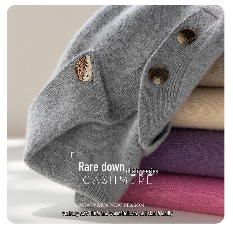 Women's Luxury Cashmere Long Sleeve Lapel Sweater - Versatile, Soft, and Skin-Friendly for Autumn and Winter