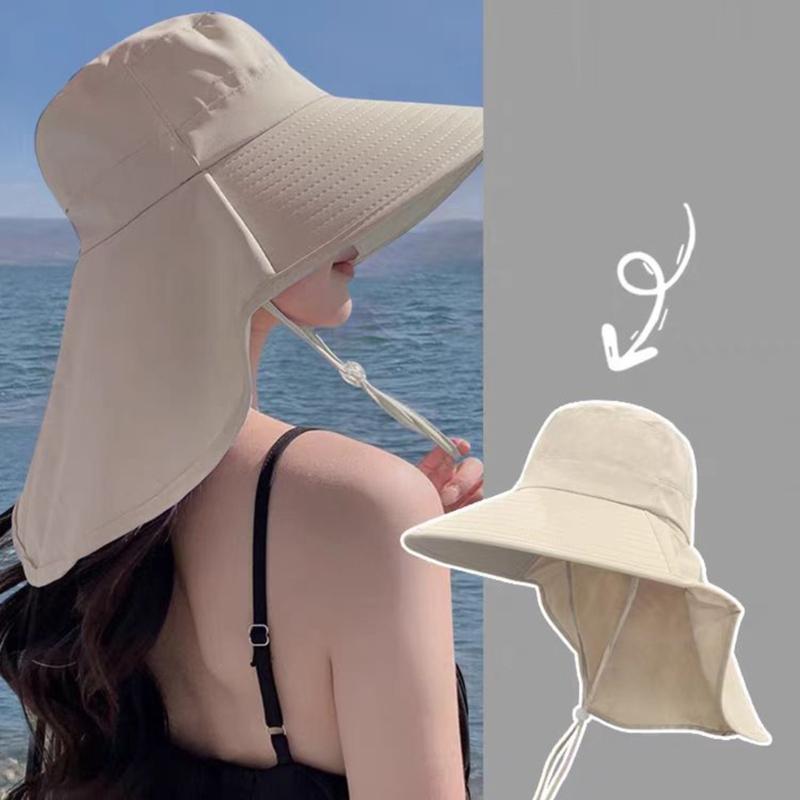 Breathable Sun Hat for Women Neck Cover Hat with Neck Flap Wide Brimmed Hat Adjustable Fashionable Sports Hat