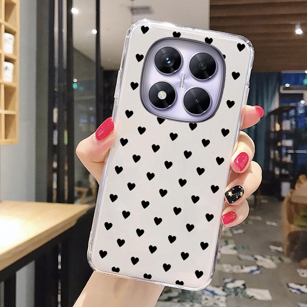 Transparent Non-Yellowing Phone Case For Xiaomi Redmi Note 15 Pro+ note15 15c Cartoon Heart Love Clear Camera Protection Cover