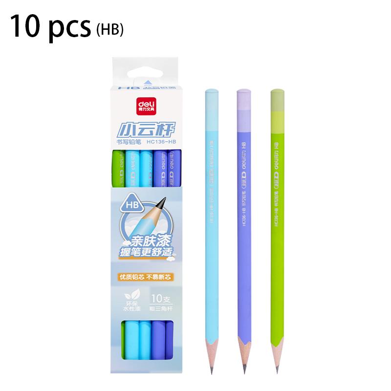 Deli 10pcs 2B/HB Bold Triangular Wooden Pencils School&Office Supplies Art Exam Sketch Painting Drawing Pencils Stationery Gift