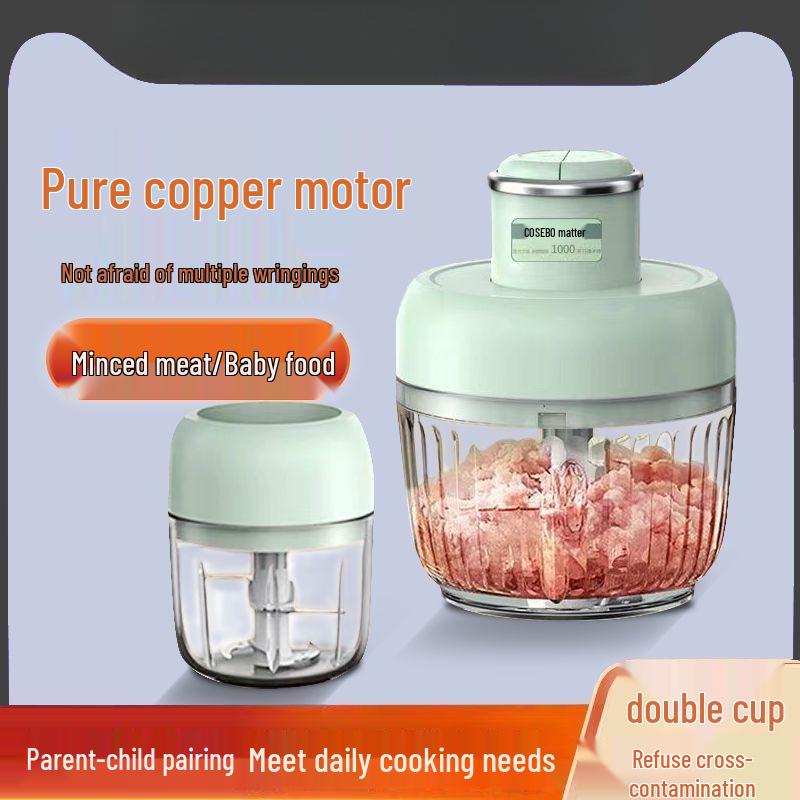 Fleischwolf mit zwei Kammern, Geschmacksneutral, Dickes Glas, Multifunktionaler Lebensmittelverarbeiter für Fleisch und Gemüse.