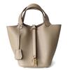 Genuine Leather Women's Bucket Bag Large Capacity Vegetable Top-handle Basket Bag No Logo