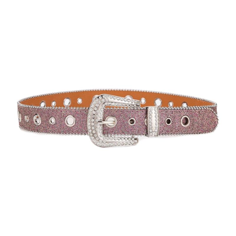 Adjust Pin Buckle Diamond Waist Belt Adult Western Full Sequin Adjustable Belt