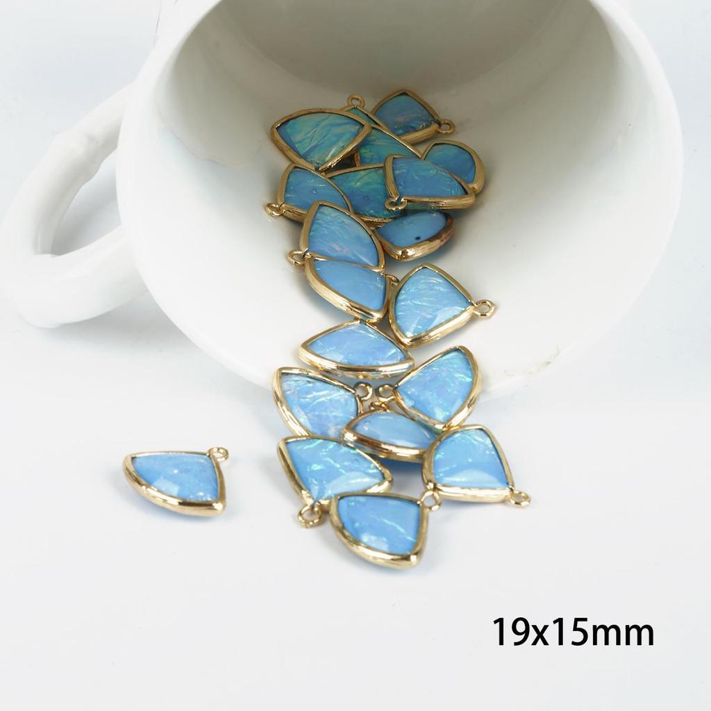 2 szt. Modny Sektorowy Kształt Miedź Oprawiona Podwójnie Jasna Żywica Amulet Wisiorek do Tworzenia Biżuterii