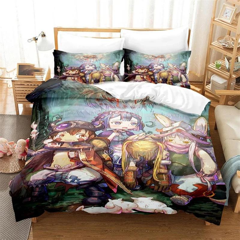 3D Print Made In Abyss Bedding Set,Duvet Cover Comforter Bed Set Quilt Cover Pillowcase,King Queen Twin Size Boys Girls Adultse