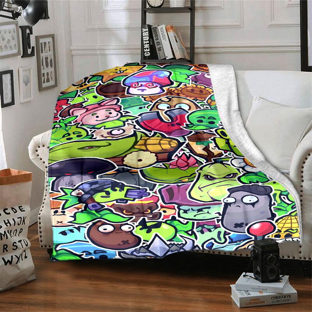 Plants Vs. Zombies Blanket Durable Comfort Great for Picnics Livingroom Bed All-Season Use Modern Style Gifts For Family Or Friends