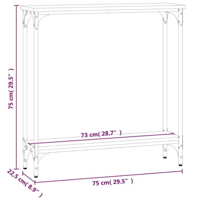 VidaXL Table console noir 75x22,5x75 cm bois d'ingénierie 834020