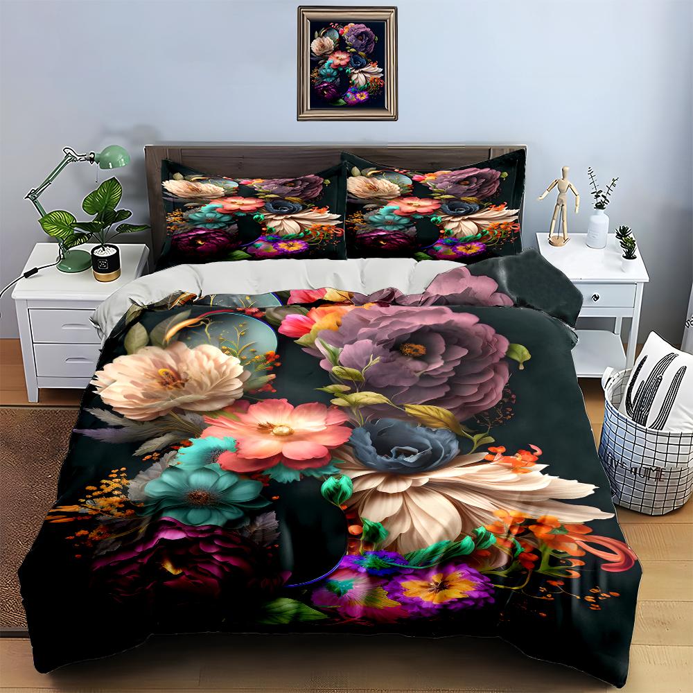 Colorful Floral Arrangement. Bedding Duvet Cover Sets Duvet Covers Pillowcases Gifts (1 * Duvet Cover 2 * Pillowcases, Without Duvet Insert)