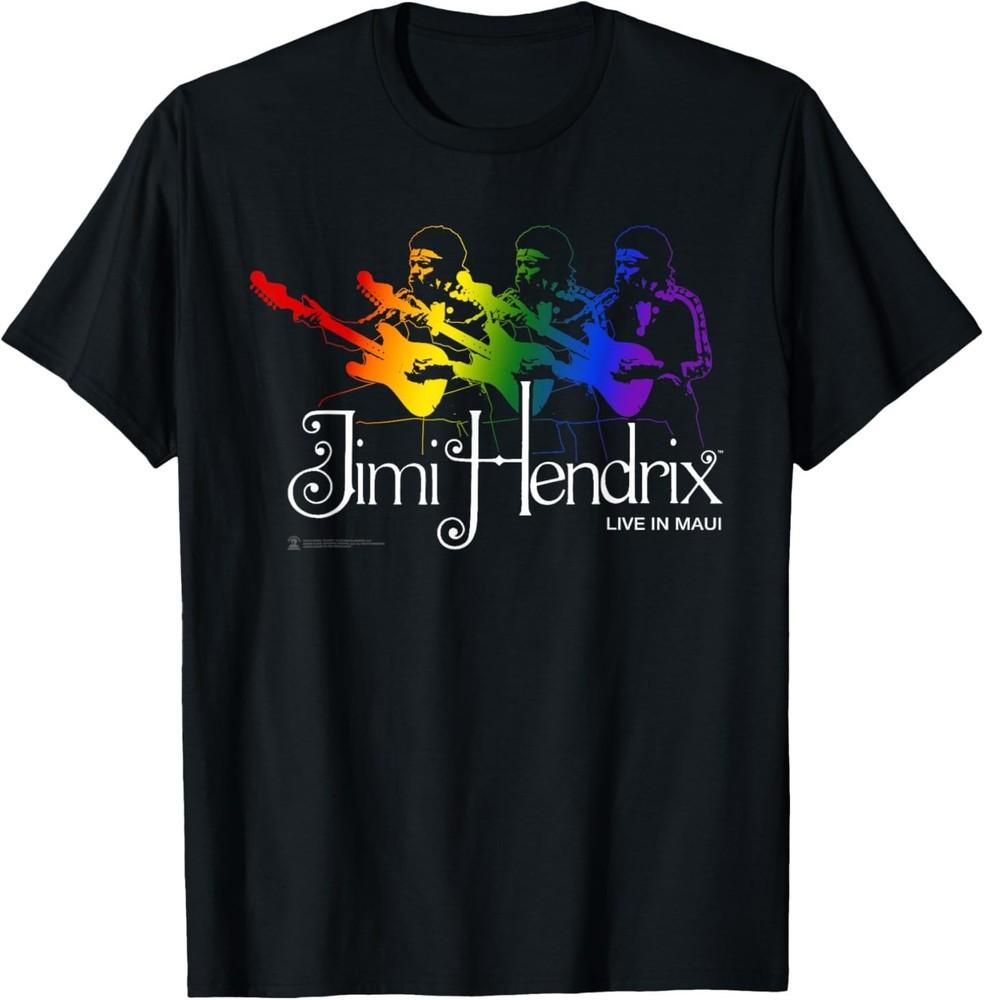 Jimi Hendrix Official Live In Maui Rainbow Guitar Tee T-Shirt