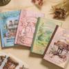 Paquete de Material de Pegatina PET Serie Aurora Serie Pluma Paisaje Retro Europeo y Americano Cuaderno de Viaje Pegatinas Decorativas DIY