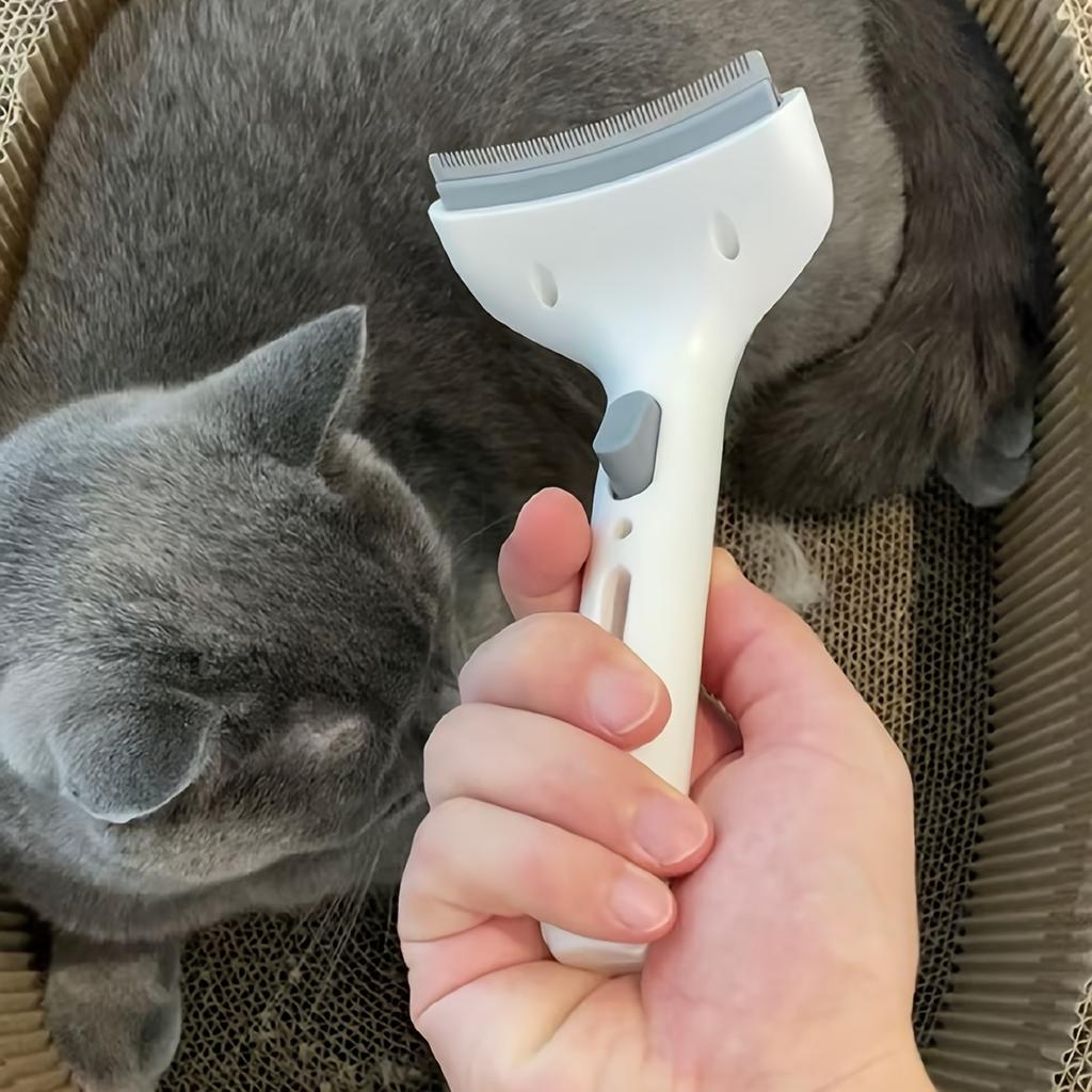 Pet Hair Remover Brush Fur Grooming Tool with Curved Blade for Shedding Control and Hair Thinning Suitable for Dogs and Cats