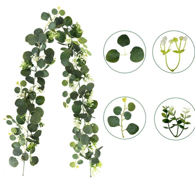 Realistic 180cm Eucalyptuses Vine Display Ornament Feature 60 Blooms Head Ideal For Party And Event Decoration