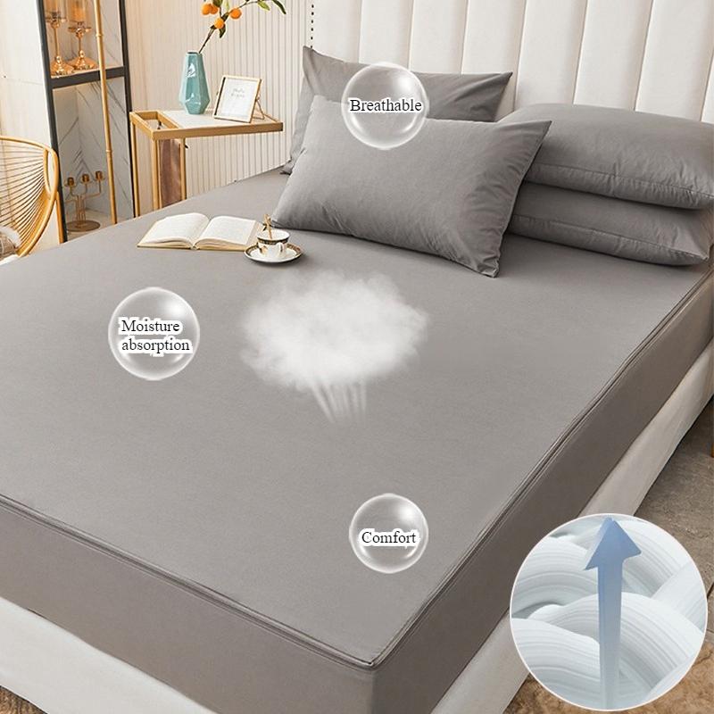 Sicherer Wasserdichter Matratzenschoner Weich Bequem Atmungsaktiv Einfarbig Spannbettlaken Bettwäschebezug Keine Kissenbezüge enthalten