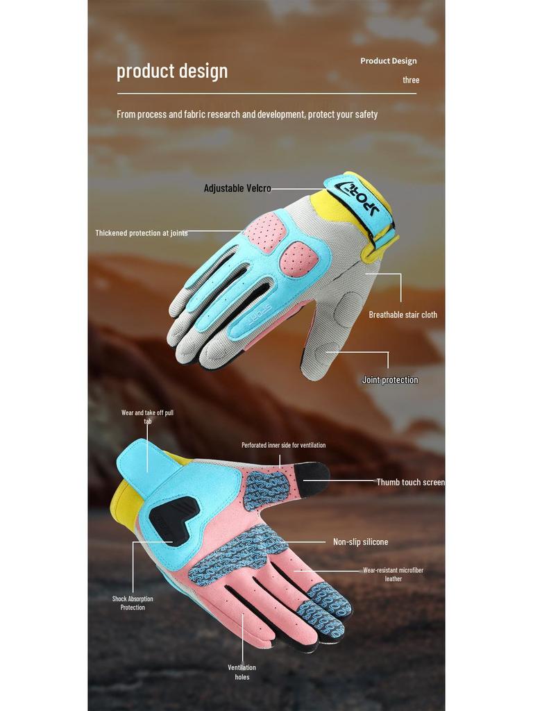 Unisex Summer Motorcycle Gloves - Non-slip, Thin, Wear-resistant, Full Finger, Sunscreen for Riding & Biking