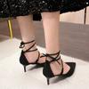 Women's High Heels New Summer Fashion Pointed Toe Lace-up Flannel High Heels Banquet Party Stilettos Women Zapatos Para Mujer