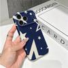 Navy Cream Oversized Star Geometric Pattern Art Film Aesthetic Protective Shockproof Bumper Phone Case Cover For iPhone 13 14 15 16 17 Pro Max Plus